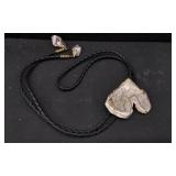 Leather Natural Banded Agete Bolo TIe