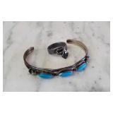 Sterling Sliver Bracelet, Ring W/ Turquoise Stone