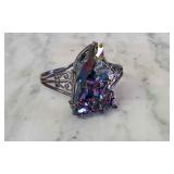 Silver Titanium Aura Quartz cuff Bracelet