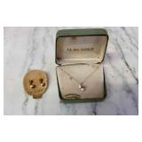 14K Gold Cultured Pearl Necklace & Earrings