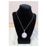 Sterling and Rose Quarts Pendant & Chain
