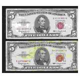2 U.S Five-Dollar Legal Tender Notes