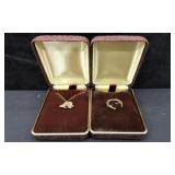 14K GF Horse/Horse Shoe Necklace & Horseshoe Pin