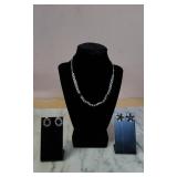 Art Deco Black and White Necklace and Earring Set