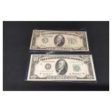1934A & Uncirculated 1950B $10.00 Bills.