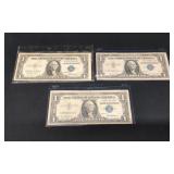 Three $1.00 Silver Certeficates.