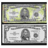 2 1953 Five-Dollar Silver Certificates