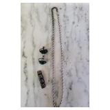 Silver Rope Necklace, Silver & Jade Earrings &