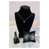 Vtg Filigree Ring, Brooch, Pendant and Necklace