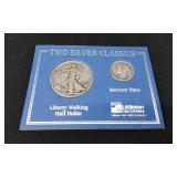 1943 Silver Half Dollar & 1928 Silver Mercury Dime