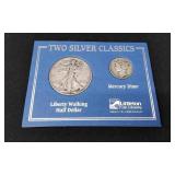 1944 Silver Half Dollar & 1945 Silver Mercury Dime