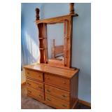 PIne Style Dresser With Mirror