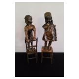 Vintage Bronze Pair of Girls On Stools