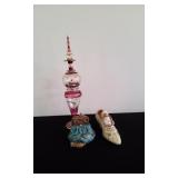 Hand-Blown Glass Perfume Bottle & Misc Items