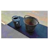 Vintage Galvanized Watering Bucket & Watering Can