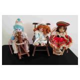 3 Vintage Porcelain Dolls
