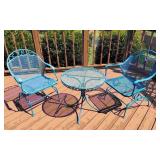 Blue Metal Outdoor Bistro Table & 2 Chairs.