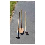 Shovel & 2 Hoes.
