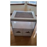 Wooden White Painted Microwave Cart.