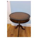 3 Drawer Drum Table W/Leather Top