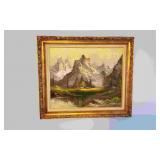 Oil on Canvas Mountain Scene Picture