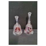 2 Nachtmann Hand Painted Crystal Bells.