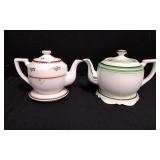 2 Vintage Ceramic Tea Pots W/ Saucers