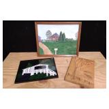 Folk Art Paintings, Etchings, Wood Carvings.