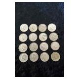 16 Kennedy Half Dollars 1967-1969