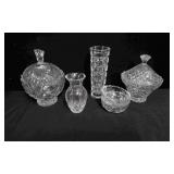 Clear Candy Dish & Vase lot