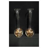 Pair Of Bohemian Gold Overlay Bud Vases.