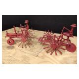 Folk Art  Red Tractor & Plow.
