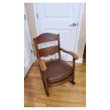 Mission Oak Rocker W/Leather Seat
