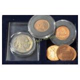 1937 Buffalo Nickel, 2009 & 2015 one cent