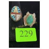 Sterling & turquoise ring size 11 & 9