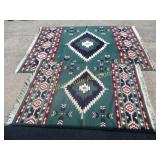 2 green rugs-90x65 & 65x46-need cleaned