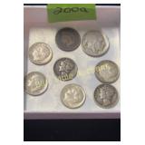 Mercury dimes, 1907 1cent, Indian Head nickel,