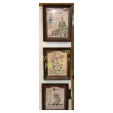 3 framed coins & stamps-16x13