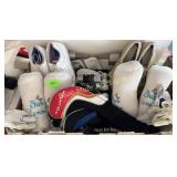 Golf shoes, club covers, golf balls, golf gloves