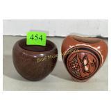 2 small pottery pcs both signed