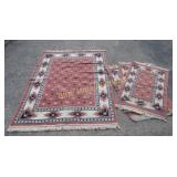 Pink area rug-65x46 & 3 pink door mat rugs-39x24