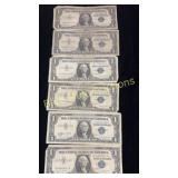 6-$1.00 bill silver certificates