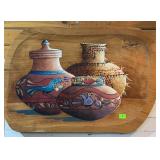 Southwest painting on carved wood by Raejeanne-