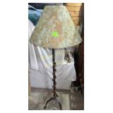 Iron floor lamp w/tin shade & snake-5ft tall