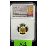 2016 W Dime 24k Gold 1/10oz SP70