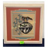 Navajo Sandpainting Pottery w/Bear signed-14x14