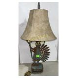 Southwest style iron table lamp-33'tall w/shade