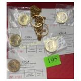 5-1984 Kennedy half dollars & 2 chains