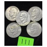 5 Ike Dollars-2-1972,1974,1977 & bicentennial