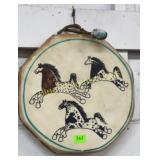 Drum w/horses painted on & pounder-15'diameter